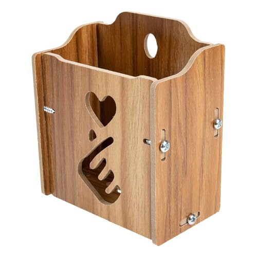 Lurrose Soporte de Montaje en Pared sin Perforaciones para Teléfono y Control Remoto en Madera Oscura, Organizador Compartimento Único para Espacios como Dormitorio y Sala