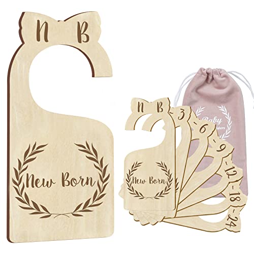 Image of Malihome [Upgraded] Premium Wood Baby Closet Dividers Set of 7 from Newborn to 24 Months Baby Clothes Organizer Nursery Baby Closet Hanger Organizers Decor for Baby Boys or Girls (DoubleSided-1)