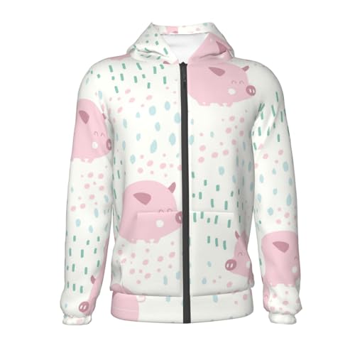 Cute Pigs Kids Pullover Hoodies Boys Zip Up Sweatshirts Girls Athletic Clothes with Pocket2