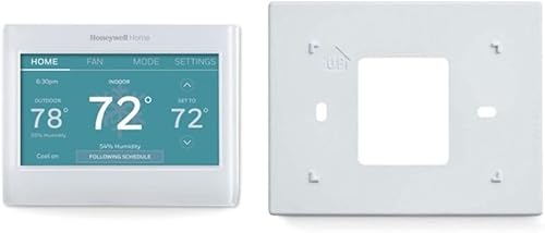 Honeywell Home RTH9600WF Termostato de color inteligente Energy Star Wi-Fi Pantalla táctil programable Alex Ready + THP2400A1027 Conjunto de placa