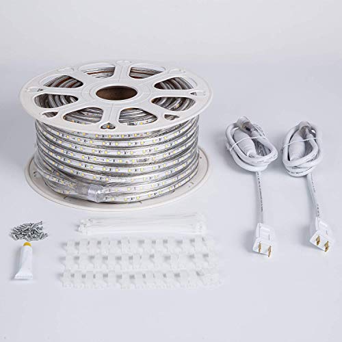 Guotong 110V Daylight White Led Strip Light Outdoor 131.2Ft 40M 6000K Led Rope Lights Ip65 Waterproof Indoor Flexible Cuttable Connectable Ideal For Backyards Bedroom Car Deck Decorative Lighting #TOP2
