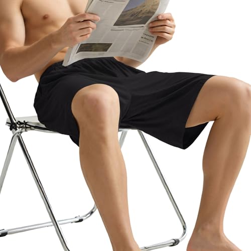 Image of Mens Pajama Shorts, Mens Sleep Shorts Lounge Soft Comfy Pj Bottom Sleeping Pants Breathable Summer Modal Sleepwear(2 Packs)