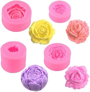 4 Pieces 3D Flower Silicone Soap Mold 3D Rose Flower Fondant Mold Flower Bloom Rose Shape Silicone Mold Resin Rose Candle Mold for Cake Decoration Chocolate Handmade Soap Candy Making