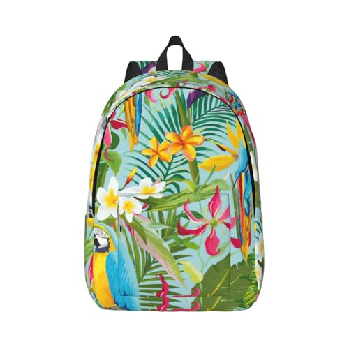 Sac à dos en toile imperméable avec compartiment PC imprimé perroquet