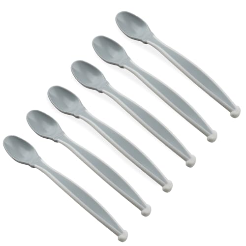 Thermobaby - Lot de 6 Cuillères à Embout Souple Bébé/Enfant 1er Âge - Bout arrondi - Manche long et Ergonomique - Idéales pour Diversification - Sans BPA...