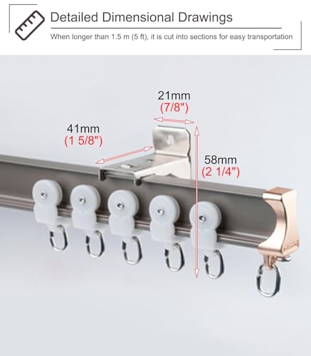 Rail de rideau pliable de plafond et mur pour douche ou bureau - 8