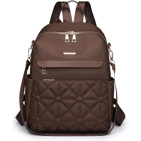 I IHAYNER Nylon Backpack Purse for Women Fashion Multipurpose Handbag Ladies Shoulder Bags Quilted Casual Travel Backpack Brown Cover