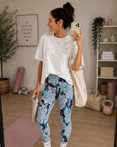 Image of TNNZEET High Waisted Leggings for Women - No See Through Tummy Control Cycling Workout Yoga Pants with Pockets Reg & Plus