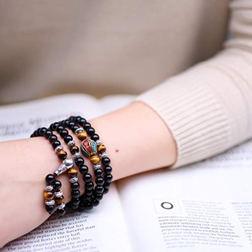 COAI Tiger Eye and Obsidian Malas Prayer Beads Bracelet2