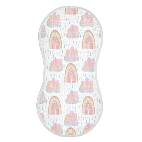 Kigai Rainbow Baby Burp Cloths Extra Soft and Absorbent Burping Rags Cotton Burping Clothes Baby Washcloths for Newborn Boys Girls - 1 Pack