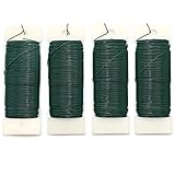Eteamcan Bindedraht Blumendraht Grün Basteldraht Wickeldraht 0,65mm x 35m Dünn Floristendraht Blumenwickeldraht Draht zum Blumen Basteln 4 Stück