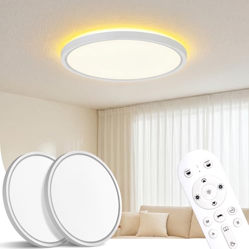 Plafonnier LED dimmable 30W plat rond avec télécommande et veilleuse