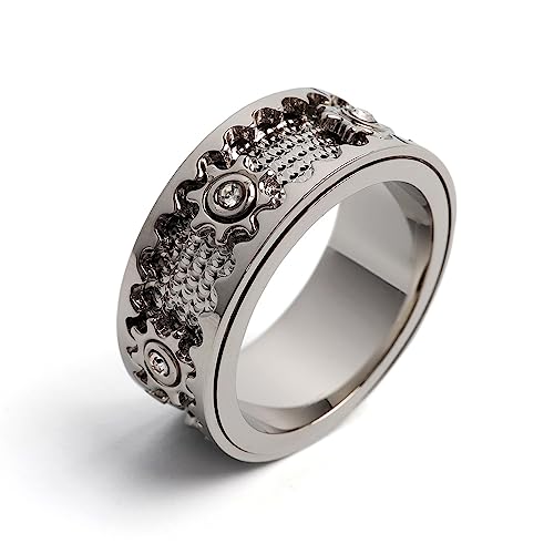 [silver KYASYA]回る 歯車リング 動画あり 機械美 シルバー 指輪 はぐるま ギミックリング 可動 遊び心 ストレス解消 アクセサリー 専用BOX付属 - 画像1