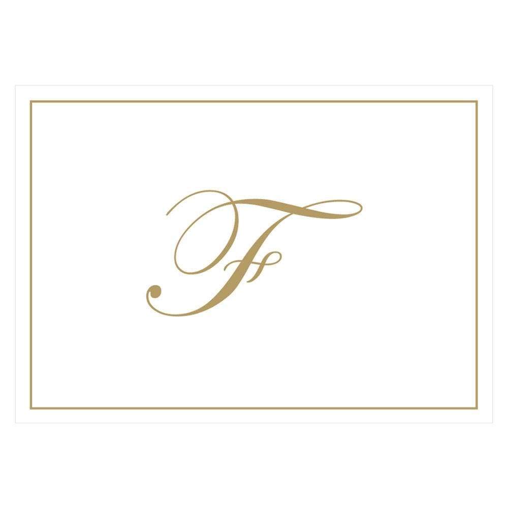 Caspari Gold Embossed Initials Boxed Note Cards in Letter F, 8 Cards &amp; Envelopes