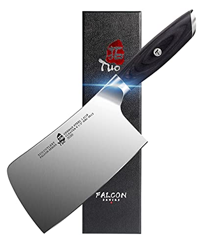 Tuo Meat Cleaver 6.5 Inch & Kiritsuke Knife 8.5 Inch - Vegetable Cleaver Chopping Chopper Butcher Knife - German Hc Steel With Pakkawood Handle - Falcon Series Gift Box Included #TOP2
