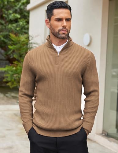 Image of DENIMHOLIC Men High Neck Zipper Full Sleeve Cotton Knitted Winter Sweater for man