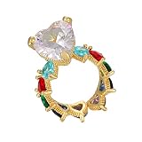 Zalantan chunky gold ring 16K Real Gold Plated Brass Adjustable Ring Cubic zirconia rings for teen g