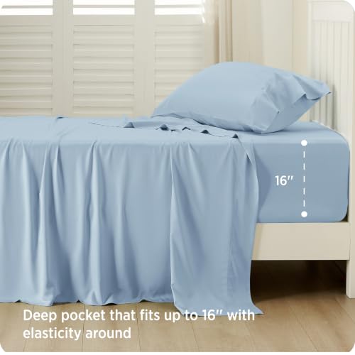 Image of Bedsure PureWoven 100% Rayon Derived from Bamboo, Twin Bed Sheets, 3 Pieces