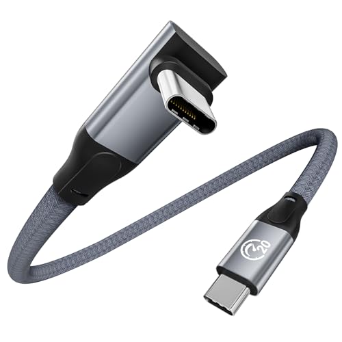 USB C auf USB C Kabel Kurz 30CM, Winkel 240W USBC 3.2 Gen2x2 20Gbps Datenkabel, 90 Grad PD 3.1 Schnellladekabel, 5K/4K@60Hz Videokabel, Typ C Ladekabel für iPhone 16 15, Galaxy S25 S24, iPad, Pixel