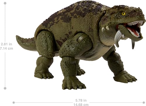Image of Mattel Jurassic World Hammond Collection Dinosaur Action Figure Scutosaurus, Premium Design with Glass Eyes & 14 Points Articulation