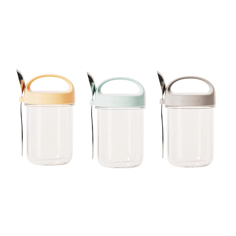 CTRLZS Portable Breakfast Cup with Spoon - Food Grade Oatmeal Yogurt Salad Cup, Sealable Lid, Easy Clean, Ideal for Milkshakes