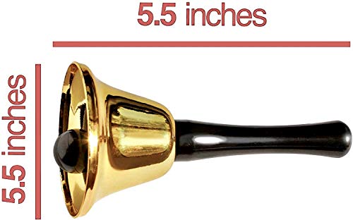 Adorox Gold Steel Hand Bell for Wedding Events Decoration, Call Bell, Alarm, Jingles (1 Pc. Gold Bell)