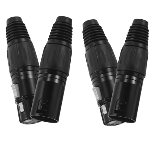 Mikikit 4pièces Connecteurs XLR Broches pour Microphone Mâles Et Femelles Noirs Adaptateur Audio De Câble avec Connecteurs De Microphone