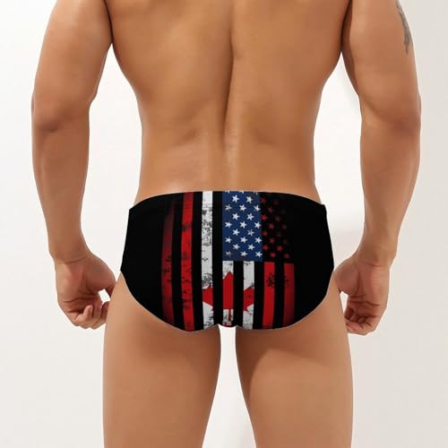 U.S. Canadian Flag Novelty Men's Swimming Brief Swimwear Pants Trunks Beach Shorts Underwear2