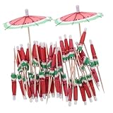 HOUDERCO 50個 入りトロピカルペーパー傘 ピック フルーツスキュワー ケーキトッパー 飲み物装飾用 夏のパーティー前菜用