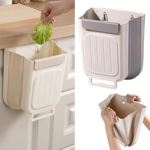 Image of Foldable Hanging Trash Can Grey 3.2 Gallon