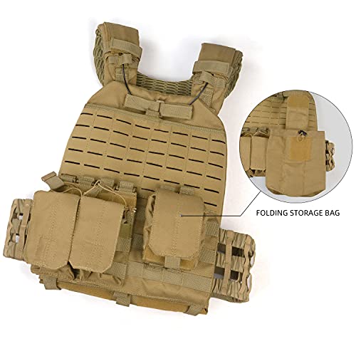 Leisontac 1000D Tactical Vest, Modular Weighted Vest For Endurance Training With Quick Release System And Fully Adjustable (Coyote Tan) #TOP3