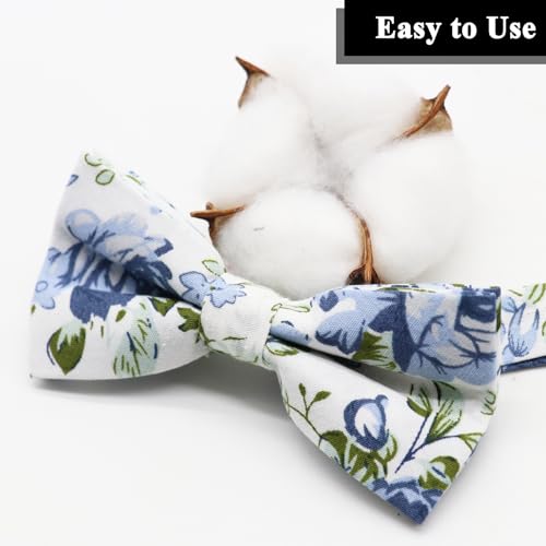 GHTYILP Kids Bow Tie Pre-tied Cotton Print Floral Bow Tie for Boys3