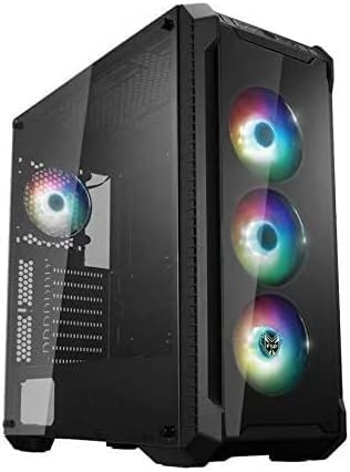 FSP E-ATX Mid Tower PC Gaming Case with 2 Tempered Glass Panels, 4 Addressable RGB Fans, ASUS & MSI Motherboard Sync (CMT520 Plus)