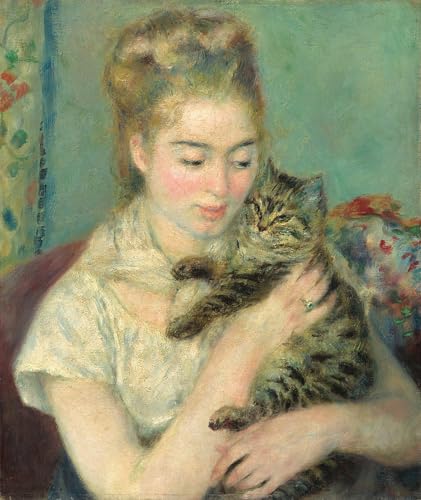 Tableaux Graffiti Art Mural Femme au chat Renoir Impression Toile Premium 60x90cm