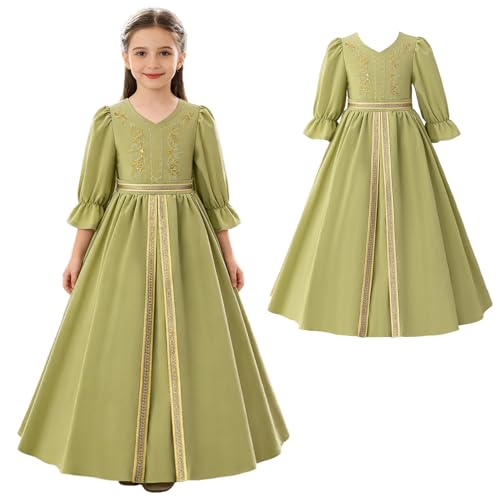 Robe islamique fille brodée en coton à manches longues pour fillette