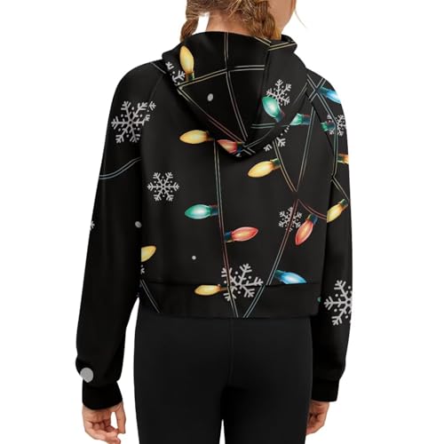 Hoodies for Teen Girls Half Zip Pullover Crop Tops Cute Clothes Graphic Sweatshirt Kids Outfits with Pockets 5-143