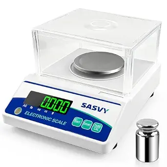 Lab Scale 500g x 0.001g Scientific Scale g/oz/ct/lb High Precision Digital Electronic Analytical Balance for Jewelry Kitchen Laboratory School, Includes 200g Calibration Weight&Battery