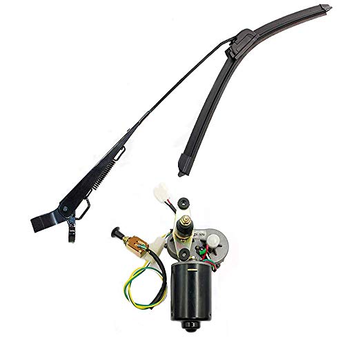 Skinmed Universal 12V Electric Wiper Motor Assembly Universal UTV Hard Coated Polycarbonate Windshield Wiper Arm Wiper Blade Motor Kit with Automatic Return Function （350mm/350mm）-L8 - Thumbnail 3