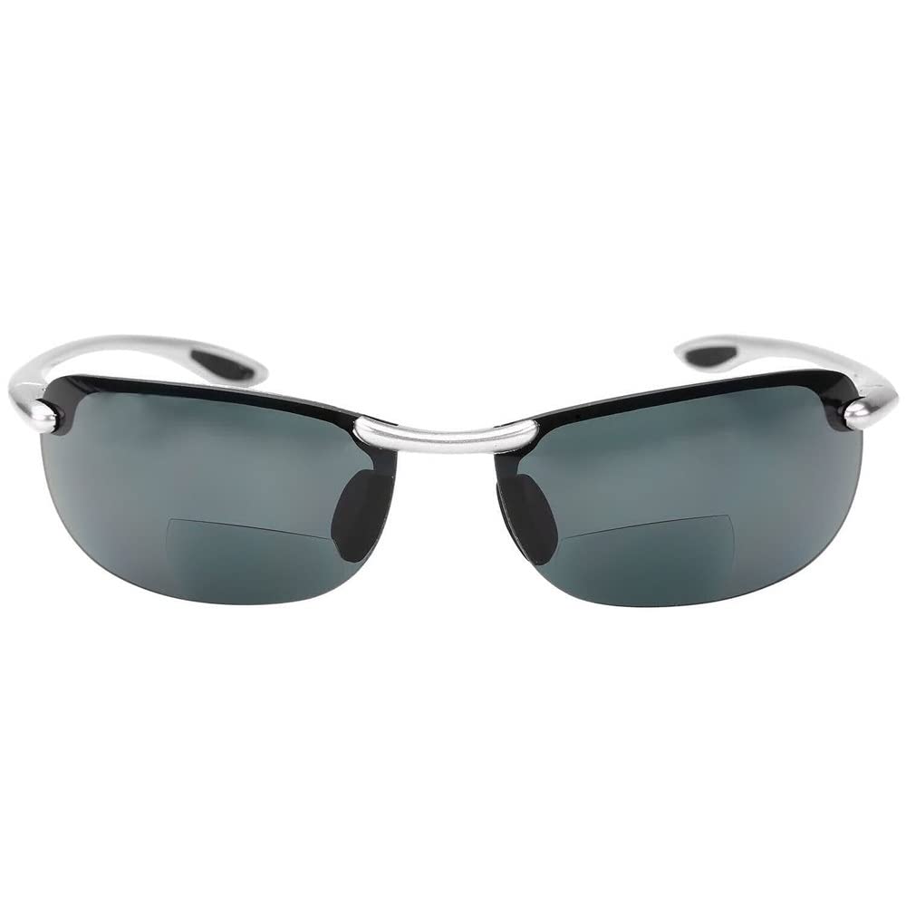 "Dreamin Maui" Polarized Bifocal Lightweight Sunglasses for Men and Women - Silver - 2.50