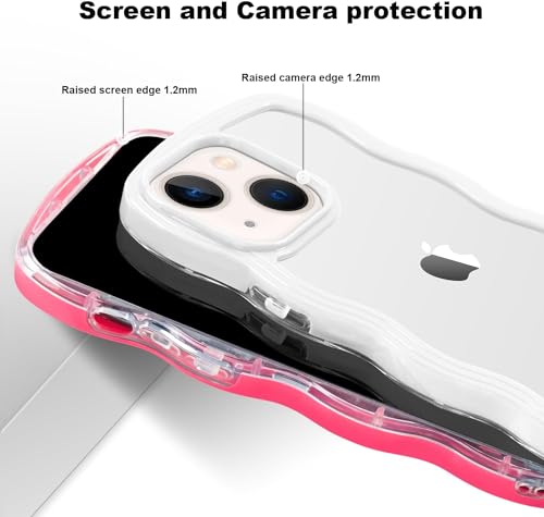 Image of MIDOS Back Cover Compatible with iPhone 14 Plus, Cute Curly Wave Frame Clear Case for Girls Women, Transparent Soft Silicone TPU Bumper Shockproof Protective Cover for iPhone 14 Plus (White)