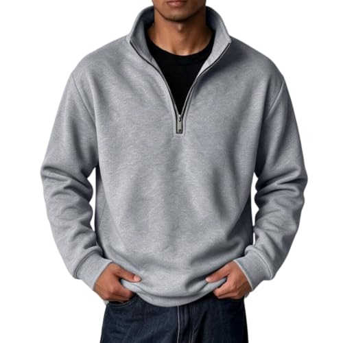 Mens Pullover Quarter Zip Mockneck Big and Tall Polo Neck Long Sweatshirt - image 2