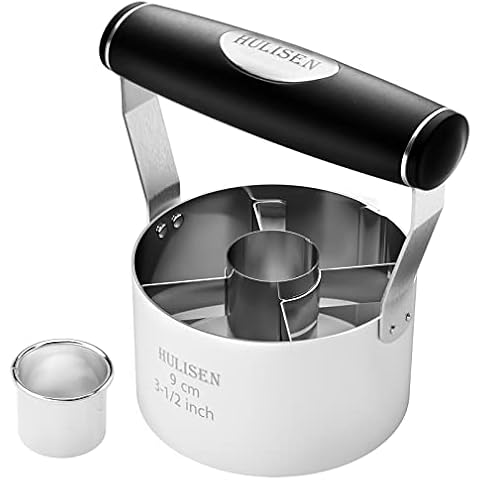 HULISEN Donut Cutter, 3.5 inch Stainless Steel Doughnut Cutter with Soft Grip Handle, and Small Biscuit Cutter, Professional Baking Dough Tools, Gift Package Cover
