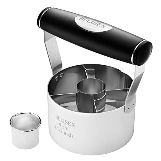 HULISEN Donut Cutter, 3.5 inch Stainless Steel Doughnut Cutter with Soft Grip Handle, and Small Biscuit Cutter, Professional Baking Dough Tools, Gift Package