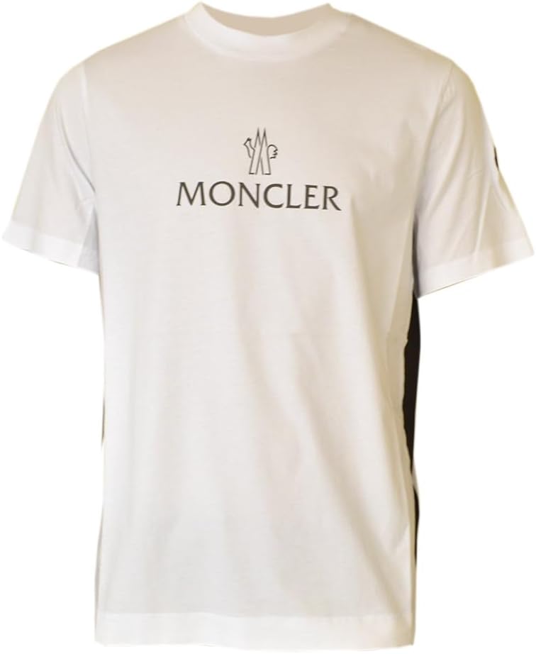 [モンクレール] メンズ クルーネック半袖Tシャツ プリント ワッペン iymc24s021 8C000-60 829H8 001 BIANCO SS T-SHIRT