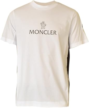 Moncler iymc24s021 8C000-60 829H8 001 BIANCO SS T-SHIRT Mens Crew Neck Short Sleeve T-Shirt Printed Patch