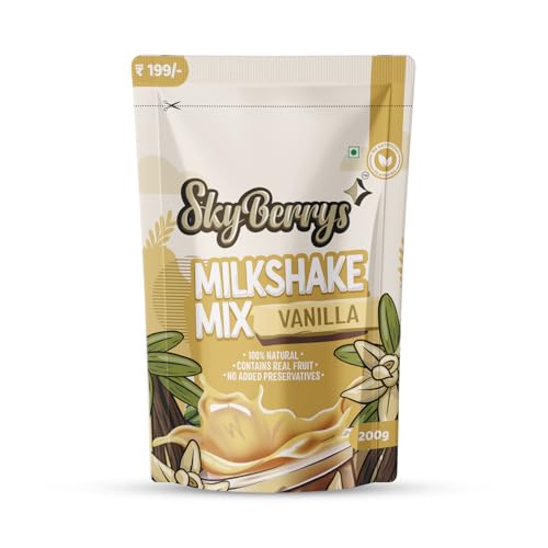 Image of SkyBerrys Milkshake Mix Vanilla 200g |Natural Flavour |No Added Preservatives |Rich Taste. Thick & Creamy Instant Milkshake for Everyday Indulgence.