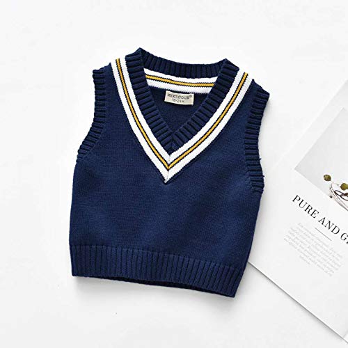 Milimada Boys Girls Sweater Vest For Baby Sweater Vest Sleeveless Cable Knit Pullover Sweater (Dark Blue, 6-7T) #TOP2