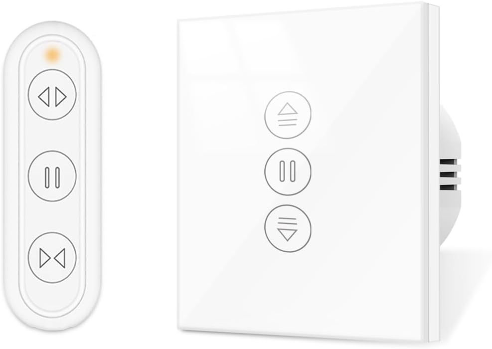 Tuya Curtain Switch for Roller Shutter Blinds - Percentage Remote Control Voice Operation 1Remote and 1Switch