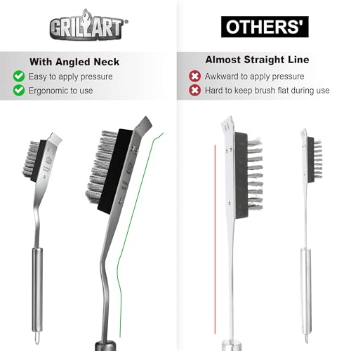 GRILLART Grill Brush and Scraper, Wire BBQ Grill Brush for Outdoor Grill, 16.5” Grill Cleaning Brush BBQ Grill Accessories, Safe Grill Cleaner Brush-Ideal Gift for Men/Dad BBQ Brush for Grill Cleaning by GRILLART - Image 3