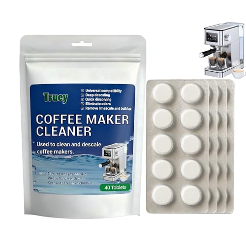 Coffee Machine Cleaner Tablets, Descaler & Cleaner for Single Serve & Drip Coffee Makers, Powerful Limescale & Mineral Remover for Espresso, Automatic and Commercial Coffee Machines (40 Tablets)